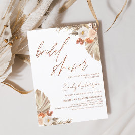 テラコッタフローラボホパンパスグラスブライダルシャワー 招待状