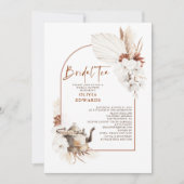 テラコッタフローラボホブライダルシャワーティーパーティー 招待状 (正面)