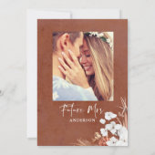 テラコッタフローラボホブライダルシャワーミセス写真 招待状 (裏面)