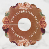 テラコッタフローラボホ結婚の感謝 ワイングラスタグ (正面)