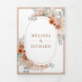 テラコッタフローラボーホパンパQRコード結婚ズ 三つ折り招待状 (カバー)