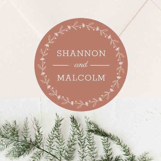 テラコッタフローラミニマ結婚リスト封筒用シール ラウンドシール