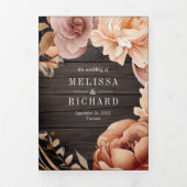 テラコッタフローラメイスンジャール木材QRコード結婚ズ 三つ折り招待状 (カバー)