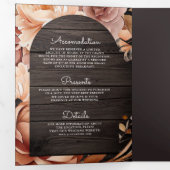 テラコッタフローラメイスンジャール木材QRコード結婚ズ 三つ折り招待状 (内部最初)