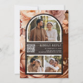 テラコッタフローラメイスンジャール木材QRコード結婚ズ 招待状 (裏面)