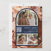 テラコッタフローラメイスンジャー海軍QRコード結婚ズ 招待状 (裏面)