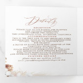 テラコッタフローラモダンエキゾチック結婚ボホズ 三つ折り招待状 (内部最初)