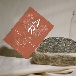 テラコッタフローラモノグラム結婚式招待状 招待状