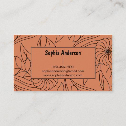 テラコッタフローララインアートビジネスカード 名刺 (裏面)