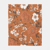 テラコッタフローラルパターン フリースブランケット (正面)