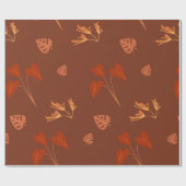 テラコッタフローラルパターン ラッピングペーパー (フラット)