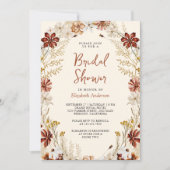 テラコッタフローラワイルドフラワークリームブライダルシャワー 招待状 (正面)