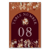 テラコッタフローラワイルドフラワーブルゴーニュ結婚ーズ テーブルナンバー (正面)