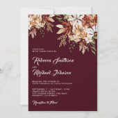 テラコッタフローラワイルドフラワーブルゴーニュ結婚ーズ 招待状 (正面)