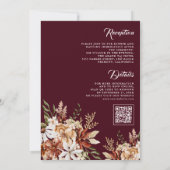 テラコッタフローラワイルドフラワーブルゴーニュ結婚ーズ 招待状 (裏面)