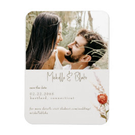 テラコッタフローラ写真の結婚式の日付を保存 マグネット
