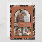 テラコッタフローラ写真QRコードブラック結婚ズ 招待状 (裏面)