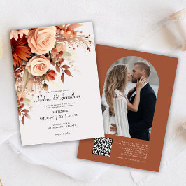 テラコッタフローラ植物写真QRコード結婚ズ 招待状