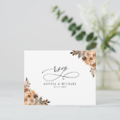 テラコッタフローラ植物学QRコードウェディングRSVP ポストカード (スタンド正面)