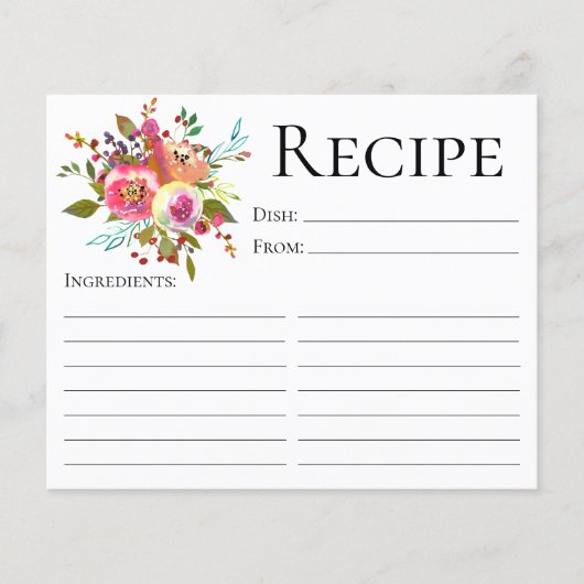 テラコッタフローラ水彩色シャワーレシピカード (正面)