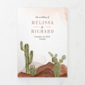 テラコッタフローラ砂漠サボテンQRコード結婚ズ 三つ折り招待状 (カバー)