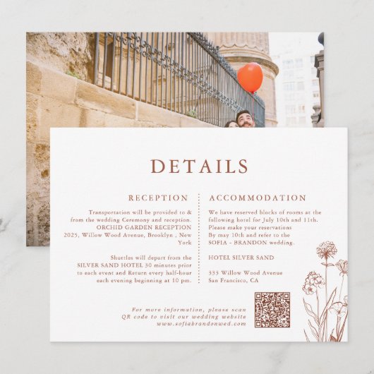 テラコッタフローラ秋ワイルドフラワー結婚ズ詳細 エンクロージャーカード (正面/裏面)