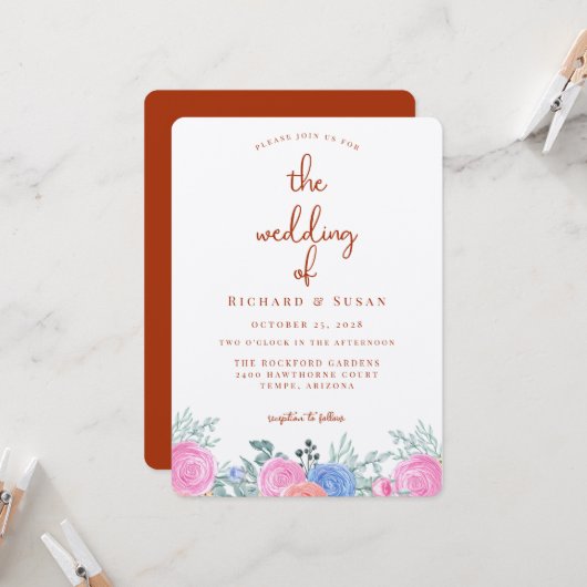 テラコッタフローラ結婚ズ 招待状 (正面/裏面インサイチュ)