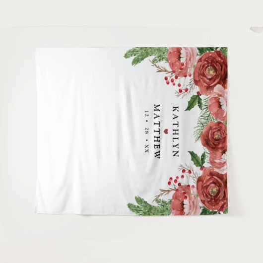 テラコッタフローラ結婚リーフの写真ブース タペストリー (正面(横))