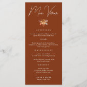 テラコッタフローラ結婚座席表のディナーカード メニュー (正面)