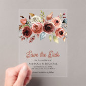 テラコッタフローラ結婚式の日付を保存 アクリル招待状 (インサイチュ (ポータブル))
