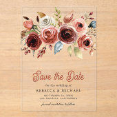 テラコッタフローラ結婚式の日付を保存 アクリル招待状 (正面)