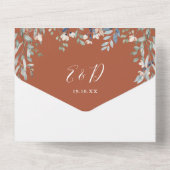 テラコッタフローラ緑の結婚スクリプト オールインワン招待状 (裏面)