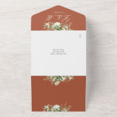 テラコッタフローラ緑QRコード結婚ズ オールインワン招待状 (外側)