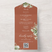 テラコッタフローラ緑QRコード結婚ズ オールインワン招待状 (内側)