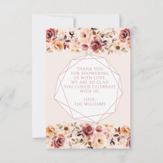 テラコッタフローラ赤ちゃんシャワー写真サンキューカード サンキューカード (裏面)