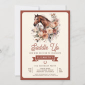 テラコッタフローラ馬女性のカーボーイバースデーパーティー 招待状 (正面)