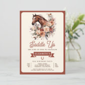 テラコッタフローラ馬女性のカーボーイバースデーパーティー 招待状 (スタンド正面)