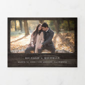 テラコッタフローラ〔雄ジカの〕枝角ウッドQRコード結婚ズ 三つ折り招待状 (カバー)