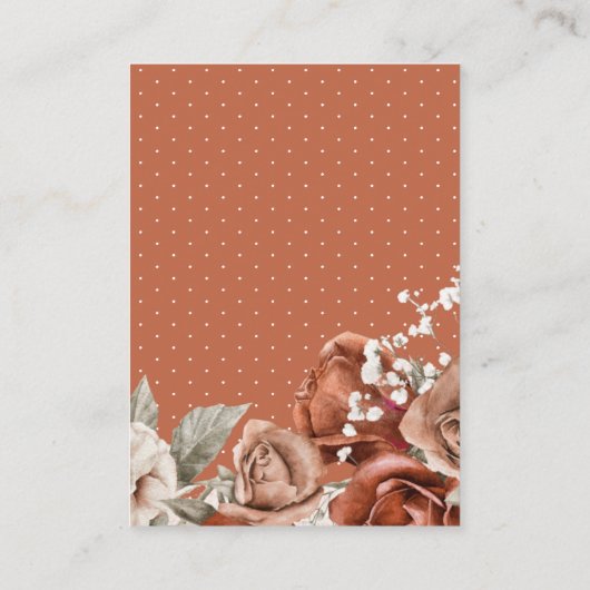 テラコッタフローラQRコードRSVPの結婚ウェブサイト エンクロージャーカード (裏面)