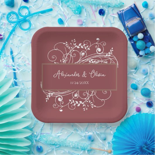 テラコッタフローリッシュウェディングシャワー紙プレート ペーパープレート (パーティー)