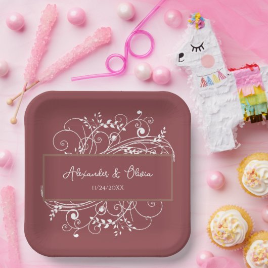 テラコッタフローリッシュウェディングシャワー紙プレート ペーパープレート (パーティー)