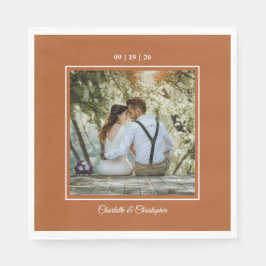 テラコッタブモダンルントオレンジ秋の結婚式 スタンダードランチョンナプキン