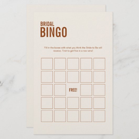 テラコッタブライダルブライダルシャワーゲーム (正面/裏面)