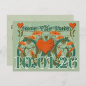 テラコッタブラウングリーンアーストーン保存日 案内ポストカード (正面/裏面)