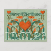 テラコッタブラウングリーンアーストーン保存日 案内ポストカード (正面)