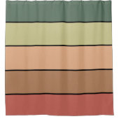 テラコッタブラウングリーンブラックオンウォーター色紙 シャワーカーテン (正面)