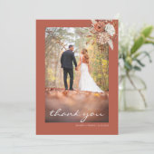 テラコッタブラウンボヘミアン素朴フローラ結婚ズ サンキューカード (スタンド正面)