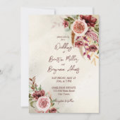 テラコッタブラウンボホフラワーズ結婚式招待状 招待状 (正面)