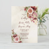 テラコッタブラウンボホフラワーズ結婚式招待状 招待状 (スタンド正面)