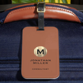 テラコッタブラシ金ゴールドモノグラム ラゲッジタグ